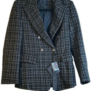 Mina Self Women's Black and White Tweed Blazer